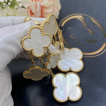 [Royal]CLOVER EARRINGS WHITE MOP 4 MOTIFS GOLD