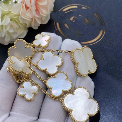 [Royal]CLOVER EARRINGS WHITE MOP 4 MOTIFS GOLD