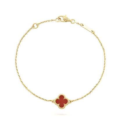 [ROYAL]CLOVER  CARNELIAN SINGLE FLOWER BRACELET