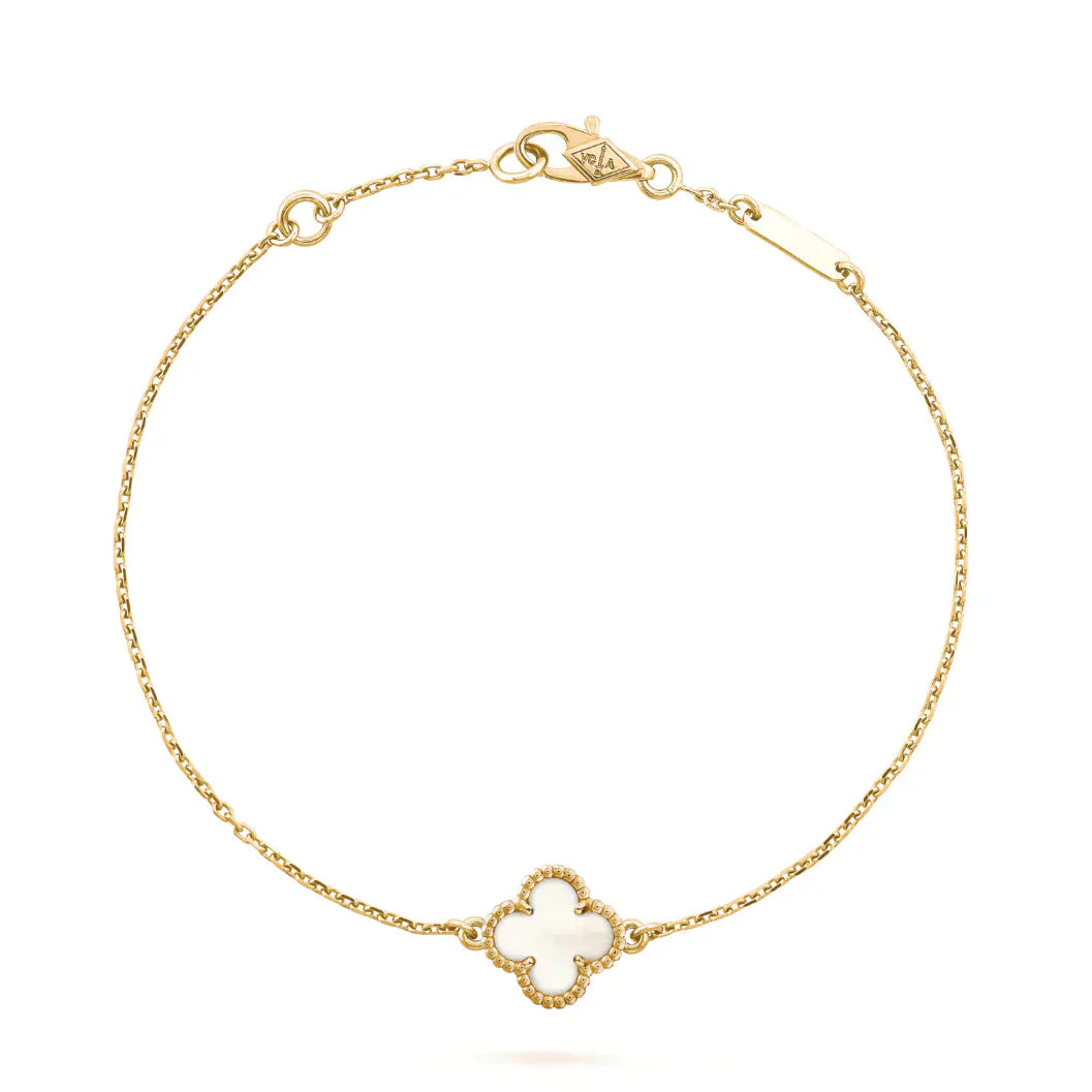 [ROYAL]CLOVER WHITE MOP SINGLE FLOWER BRACELET