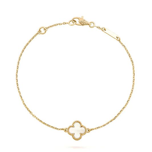 [ROYAL]CLOVER WHITE MOP SINGLE FLOWER BRACELET