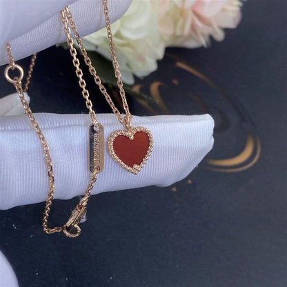 [ROYAL]SWEET CLOVER CARNELIAN HEART NECKLACE