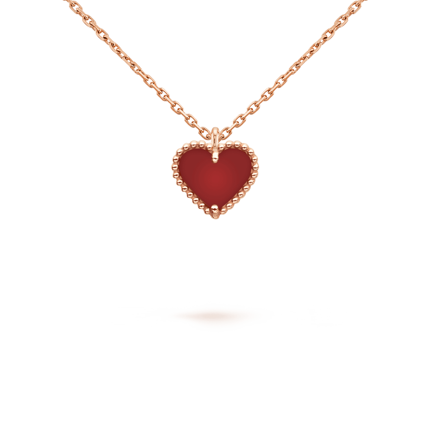 [ROYAL]SWEET CLOVER CARNELIAN HEART NECKLACE