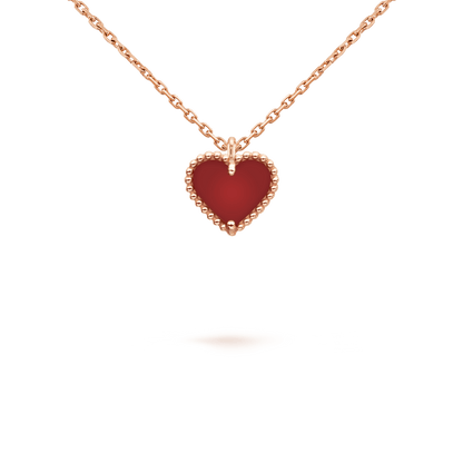 [ROYAL]SWEET CLOVER CARNELIAN HEART NECKLACE