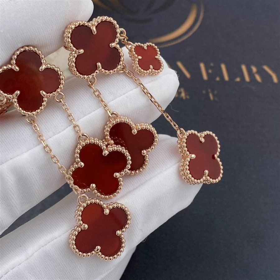 [Royal]CLOVER EARRINGS CARNELIAN 4 MOTIFS PINK GOLD