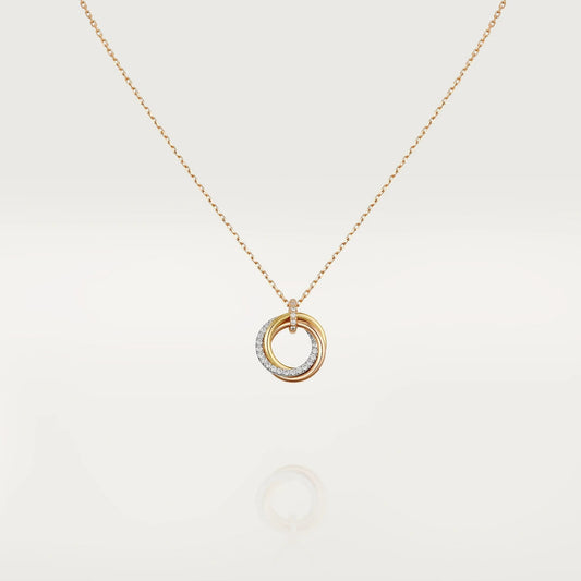 [ROYAL]TRINITY NECKLACE SILVER GOLD PINK GOLD DIAMONDS