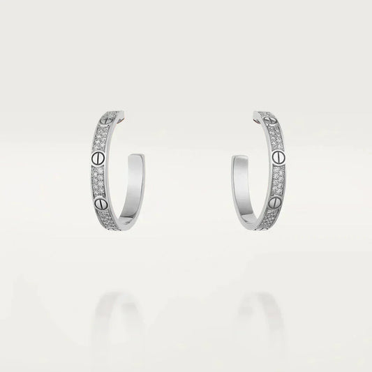 [ROYAL]LOVE DIAMOND SILVER HOOP EARRINGS