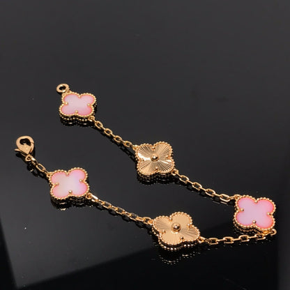 [ROYAL]CLOVER BRACELET 5 MOTIF PINK AND PINK GOLD