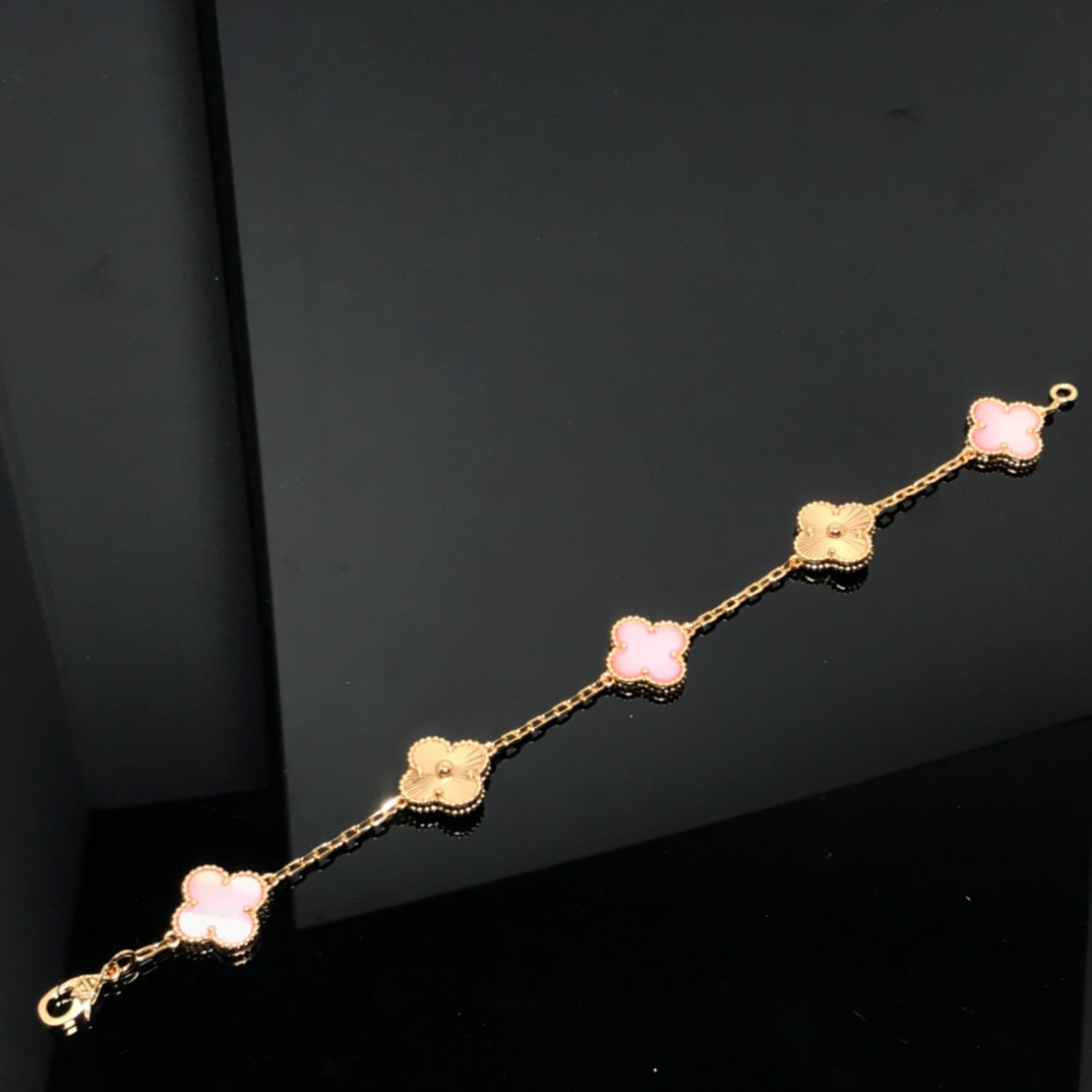 [LUXE]CLOVER ARMBAND 5 MOTIV ROSA UND ROSGOLD