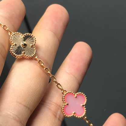 [LUXE]CLOVER ARMBAND 5 MOTIV ROSA UND ROSGOLD