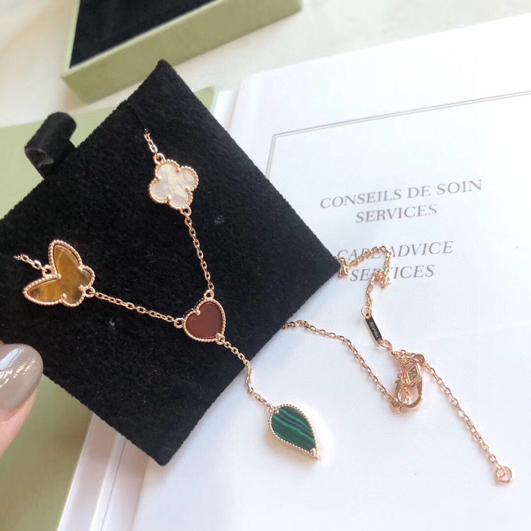 [ROYAL]LUCKY SPRING 4 MOTIFS ROSE GOLD NECKLACE