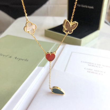 [ROYAL]LUCKY SPRING 4 MOTIFS ROSE GOLD NECKLACE