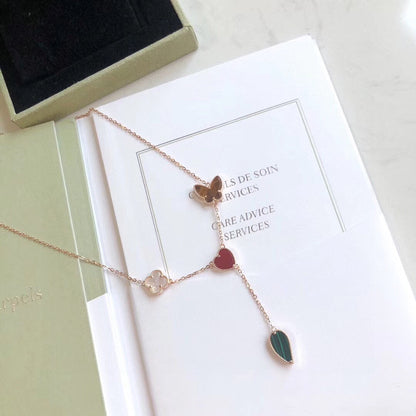 [Royal]LUCKY SPRING 4 MOTIFS ROSE GOLD NECKLACE