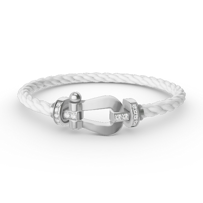 [ROYAL]FORCE LARGE HORSESHOE HALF DIAMOND BRACELET SILVER